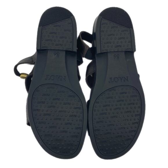 Naot Brown Leather Sandals 5 36 Flats Slides Shoes Israel - Picture 5 of 11